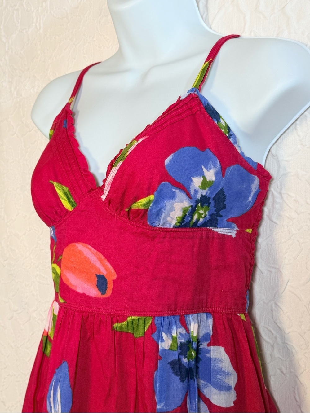 Hollister Fuschia Pink Floral Cotton Lined Summer Dress Sz M - Picture 7 of 13